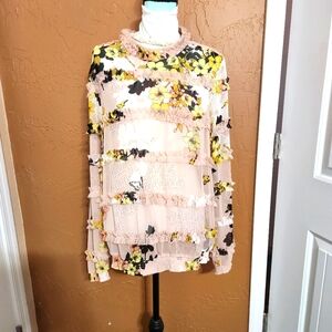 Sheer long sleeve blouse by Guess. NWT, Sz XL